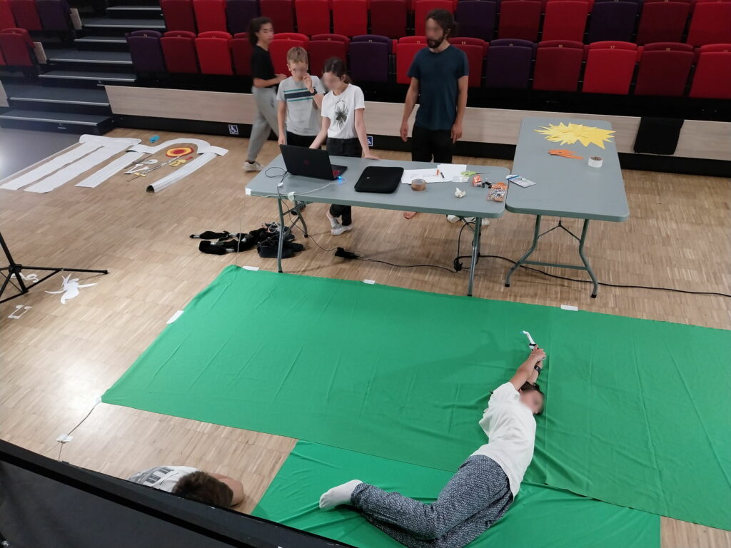 Tournage d'un film d'animation sur fond vert